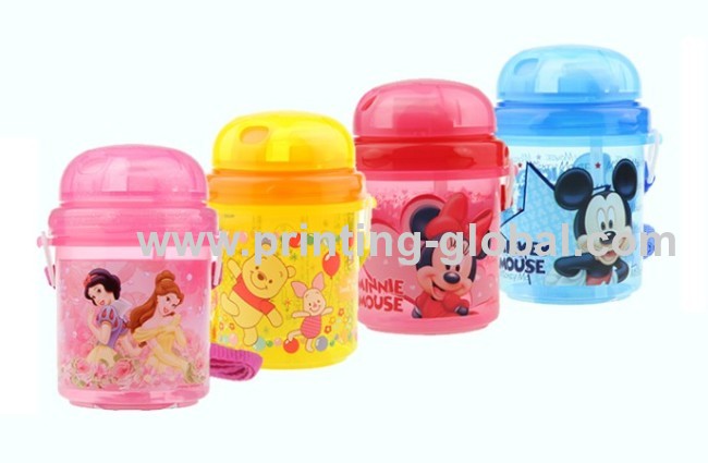 Hot Press Printing Sticker Water Bottle Children Drinking Pot With Cartoon Design