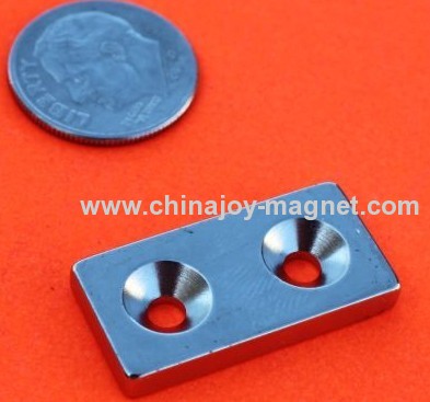 2 Countersunk Holes NeodymiumBar Magnets 1 in x 1/2 in x 1/8 in