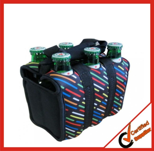 Printed Pattern Neoprene 6 Bottles Cooler Bag 