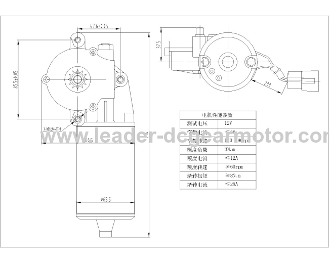 150-190RPM High power 24v dc motor for car window 