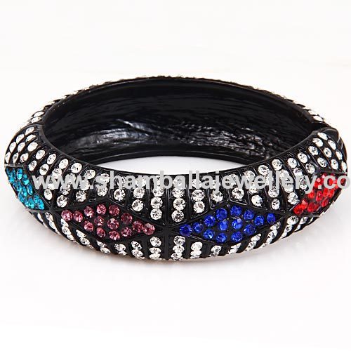 2013 new colorful geometry pattern pave crystal bangle bracelets