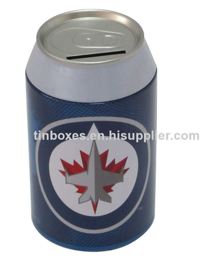 Cola Shaped Tin Coin Bank