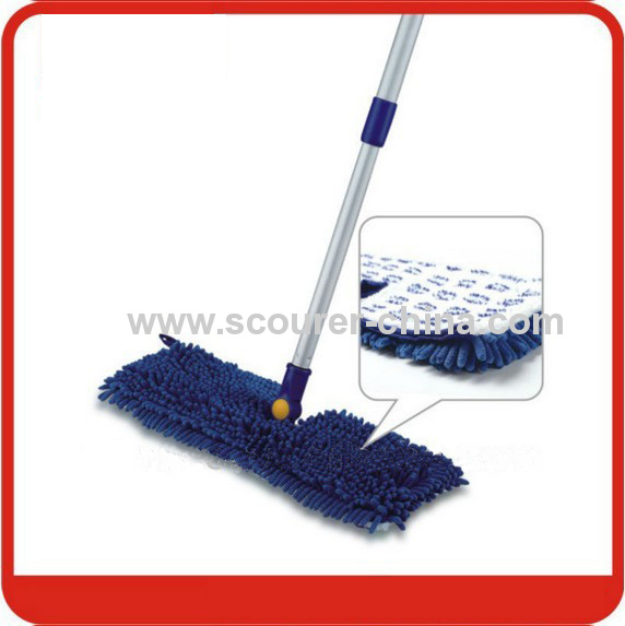 Dual action microfiber flip mop with Chenille +aluminum+ PP