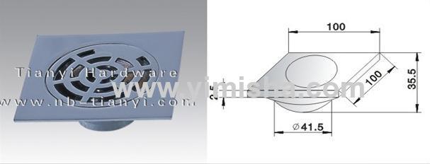 100mm×100mm×2.5mmBrass Chrome Plated Anti Odour Floor Drain