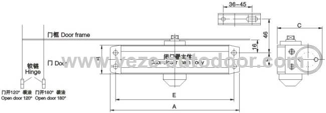 Fireproof automatic hydraulic Door CloserSuperior hydraulic Door Closer