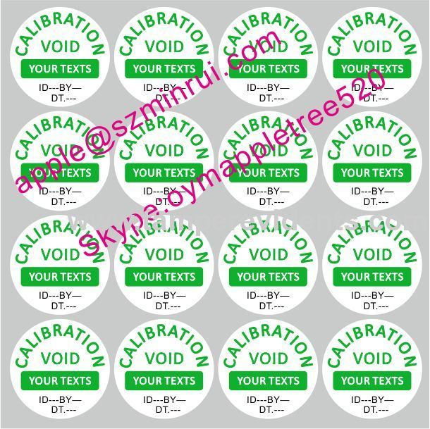 Custom Destructive Calibration Labels,Tamper Evident QC Security Seals,Round Destructible Calibration VOID Stickers 