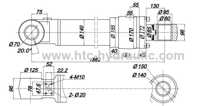 PC Excavator Double acting Hydraulic Cylinder