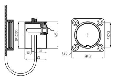 25M square cable socket