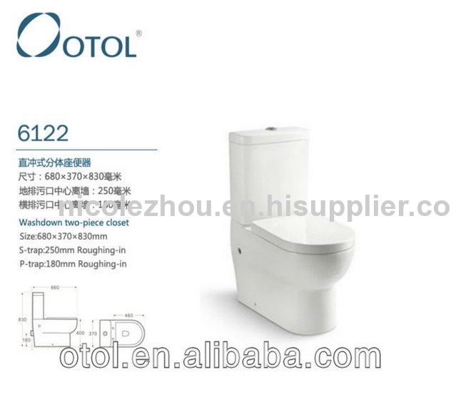 OT-6122 ceramic toilet bathroom toilet Washdown two piece toilet tank fittings