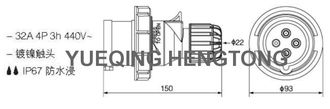 refrigerated container plugs 32a 3h ip67 3P+E