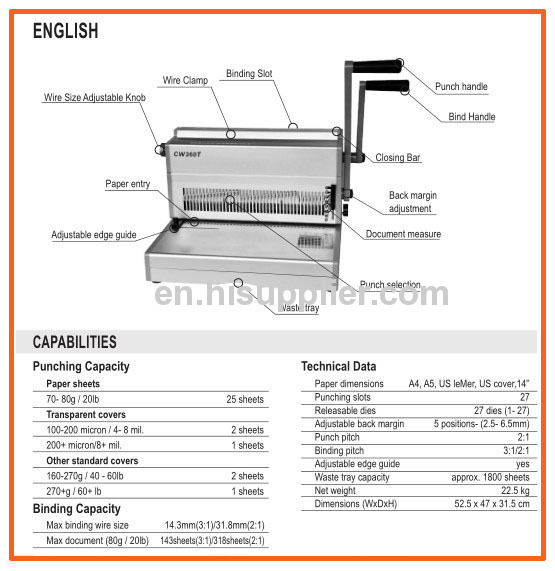 2:1 14 inch book binding machine