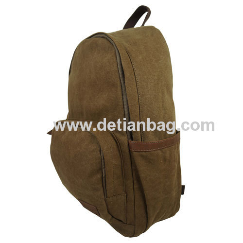 fashion cool brown canvas school backpack for boys for college