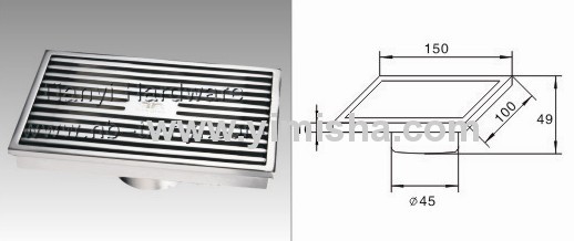 Rectangular High Grade Zinc Alloy Anti-odour Floor Drain