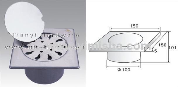  150mm×150mm×5mmHigh Grade Stainless Steel High Sealed Anti-odor Floor drain with Clean Out