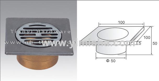  100mmX100mmX5mm Stainless Steel Floor Drain with Clean Out