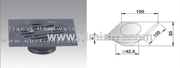 100mmX100mmX2mmStainless Steel Anti-Odour Floor Drain with Clean Out