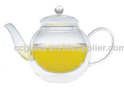 Mouth Blown Double Wall Borosilicate Double Wall Glass Teapot Coffee Pot