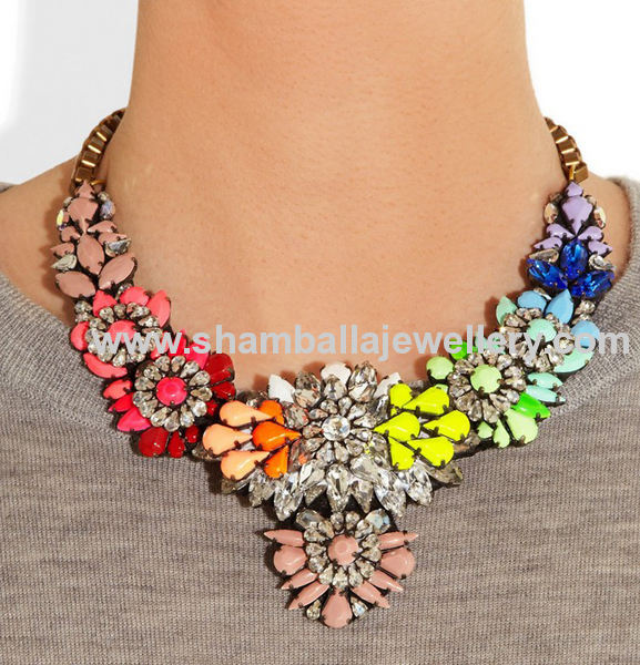 fashion jewelry shourouk necklace, Flower Choker bib necklace