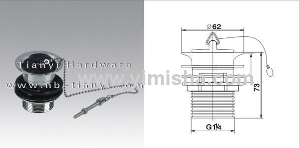 G11/4Brass Chrome Plated Waste Drain with Rubber Plug and Chain