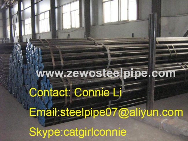 Seamless Steel Pipe with Plastic Cap and Black lacquer