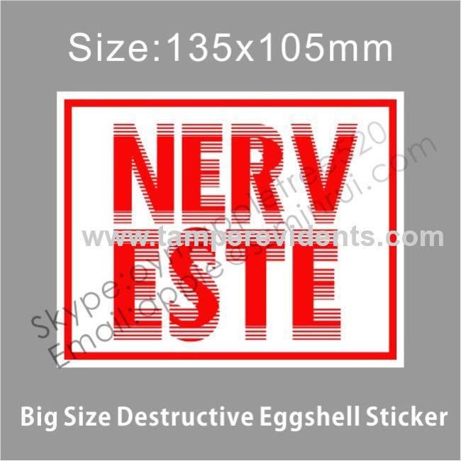 Destuctive Stickers with Unique Fonts and LOGO,Breakaway Eggshell Paper Sticker,Big Size Tamper Evident Security Labels