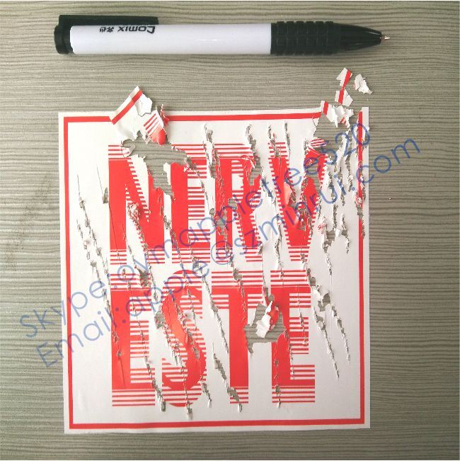 Destuctive Stickers with Unique Fonts and LOGO,Breakaway Eggshell Paper Sticker,Big Size Tamper Evident Security Labels
