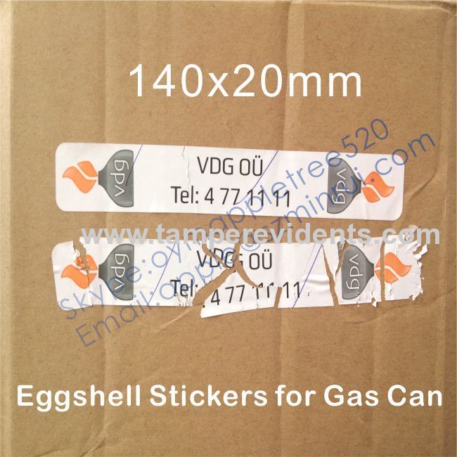 High Security Eggshell Sticker for Gas Can,High Quality Tamper Proof Sticker,Destructive Labels Printing Manufacturer