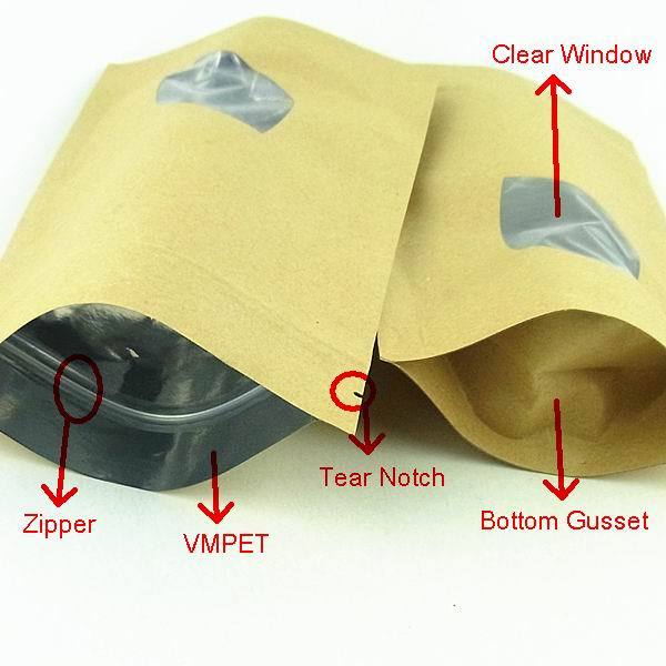 stand up heat seal paper foil bag