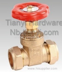 Horizontal Manual Brass Red Color Handle Hard Seal Gate Valve