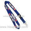100% Blue Flat Polyester Lanyard With Plastic Buckle , Metal Hook