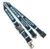Blue Flat Polyester Lanyard Neck Strap With Safety Break Buckle
