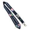 Blue 100% PET Lanyard With USA Flag Logo For Regular Exhibition