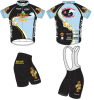 Short-Sleeved Sublimated Cycling Wear Bike Jersey And Bib Shorts