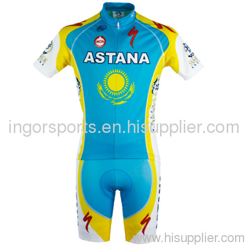 Cool Max Team Uniform Astana Summer Sublimated Cycling Wear Jersey and Bib Shorts