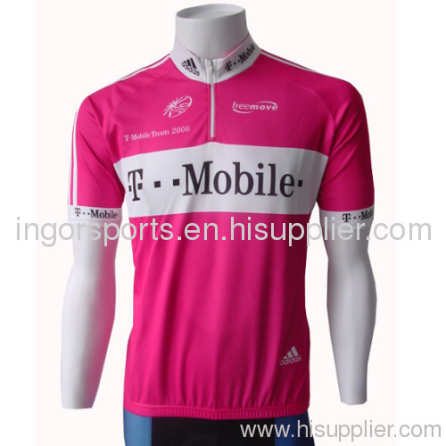 Pink Breathable Polyester Women's t Mobile Team Cycling Jersey Riding Jersey