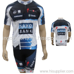 Pro Team Saxo Bank Sublimated Cycling Wear Bicycle Jerseys And Bib Shorts