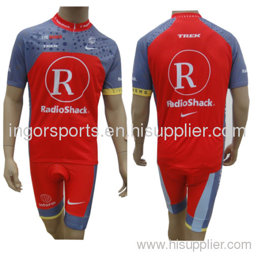 Sublimated Pro Team Radio Shack Cycling Suit Jersey And Bib Shorts Bicycle Clothes For Men