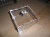 Graceful and plain acrylic makeup box with diamond-shaped handles