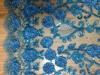 Blue Sequin Embroidered Fabric For Party , Tulle Lace Fabric