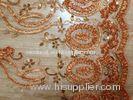 Khaki Chiffon Rose Flower Embroidery Fabric For Evening Dresses