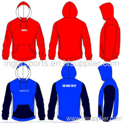 Half Zipper Unisex College Silk Screen 300gsm Cotton Fleece Custom Hooded Sports Shirt