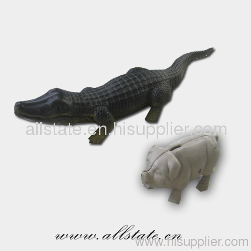 Bronze Crocodile And Pig Sculpture