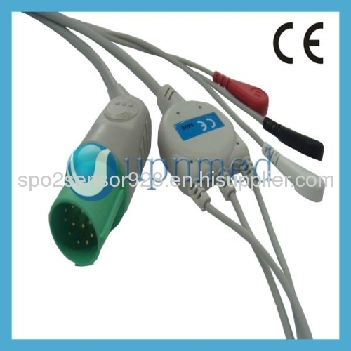 Nihon Kohden TEC-5200A ECG cable with 5 lead wires,Round 11pin