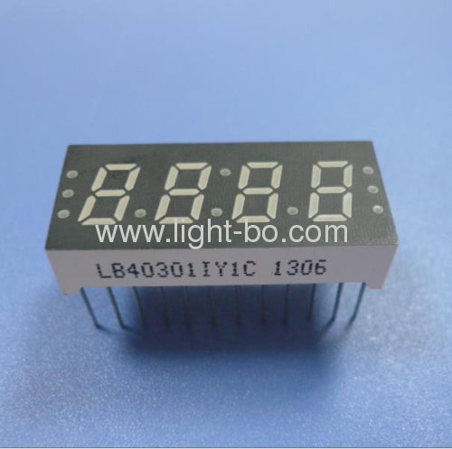 Super bright yellow Four-Digit 7.6mm (0.3 inch) Common Anode 7- Segment LED Display