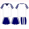 Football Team Uniforms Stripes Jerseys And Shorts Polyester Sublimated Soccer Sportswear