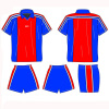 Royal Blue / Red Sublimated Soccer Jersey and Shorts With Collar Cool Max