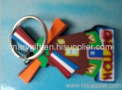 windmill design PVC keychain with printing logo on back