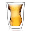 Hot selling beauty shape double wall glass cup