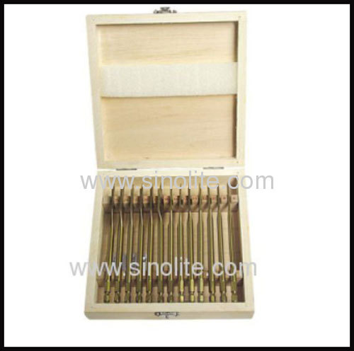 Flat spade bit 13pcs size 6-8-10-12-13-14-16-18-19-20-22-24-25mm, length 152mm, titanium quick shank in wooden box