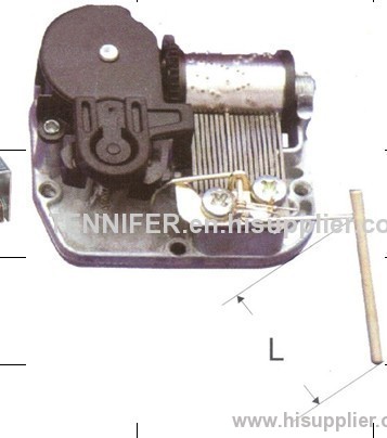 MUSIC MOVEMENT WITH BRASS ROD STOPPER FOR LID MUSIC BOXES